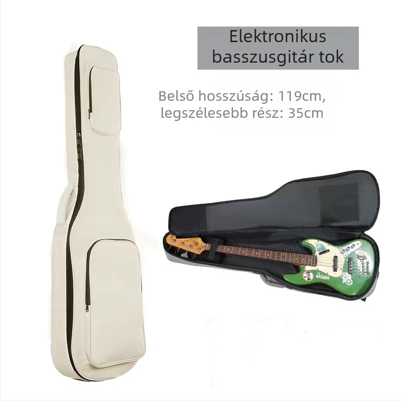 Elektronikus gitár és basszusgitár táska, vastagított párnázással, külső Oxford vászon, belső pamut bélés, görbült vállpántos hátizsák