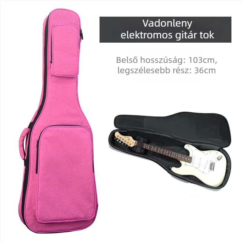 Elektronikus gitár és basszusgitár táska, vastagított párnázással, külső Oxford vászon, belső pamut bélés, görbült vállpántos hátizsák