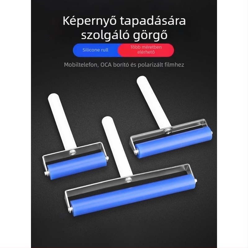 Deer Fairy mobiltelefonos képernyővédő eszköz nyomókerékkel és görgővel, szilikon görgő a por eltávolításához, OCA száraz ragasztó, polarizált kijelző, manuális tolókerék