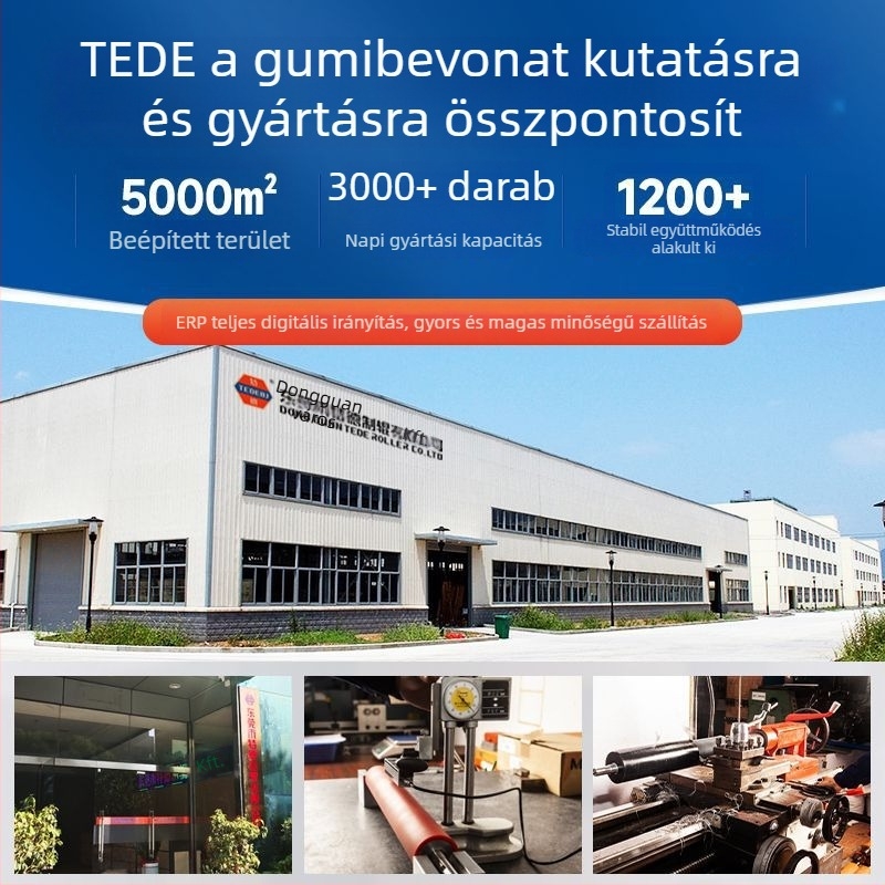 Külső gumikerék gumírozott felülettel és rozsdamentes acélcsővel; testreszabható Td3658, Ted márka; gumimaterialok: butil-, nitril-, poliuretán- és szilikongumi.