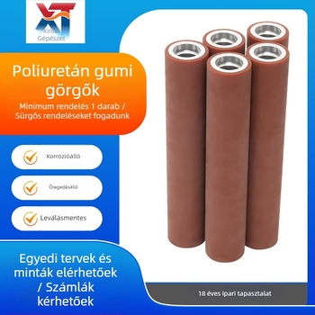 Gumi bevonat görgő PU maggal gépekhez és szállítószalagokhoz, kopásálló, csúszásmentes, mechanikus meghajtás