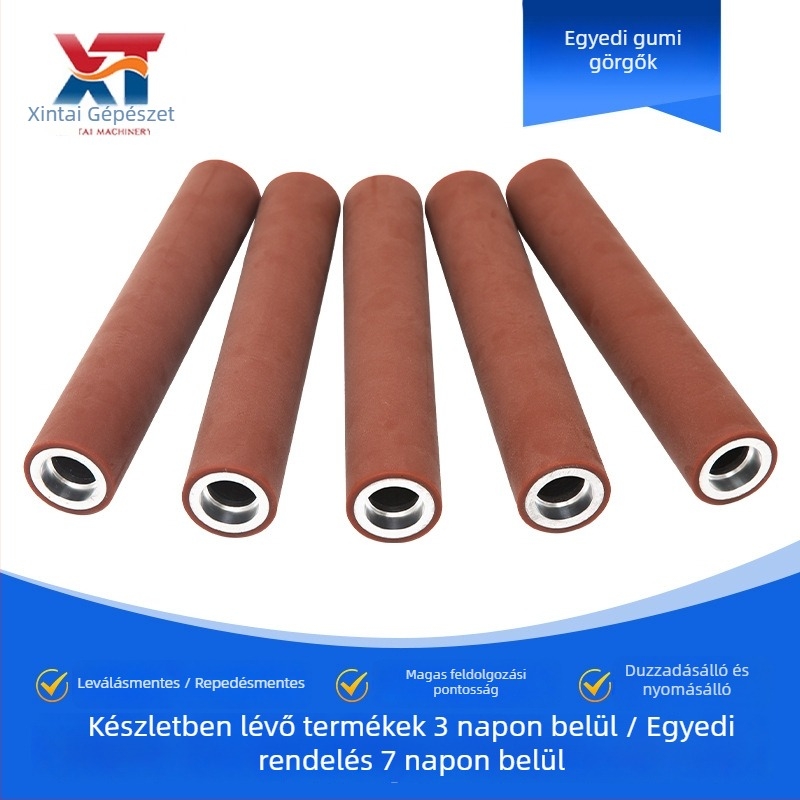 Gumi bevonat görgő PU maggal gépekhez és szállítószalagokhoz, kopásálló, csúszásmentes, mechanikus meghajtás