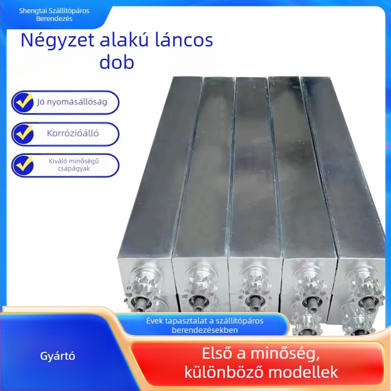 Négyzet alakú görgő összeállítási vonalhoz – csőanyag: rozsdamentes vagy szénacél, szállítósori görgő