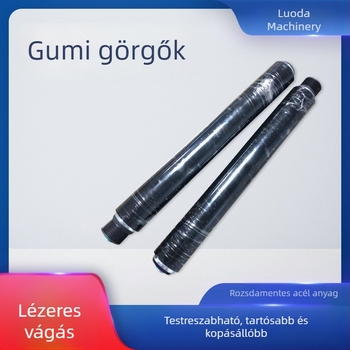 Poliuretán gumi görgő – külső görgő, rozsdamentes acélcső, gumírozott bevonat, dobátmérő testreszabható, tengelyátmérő testreszabható