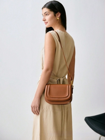 PU Saddle táska fedéllel, vállon átívelő crossbody, poliészter-pamut bélés, telefonzseb, 2025 tavasz