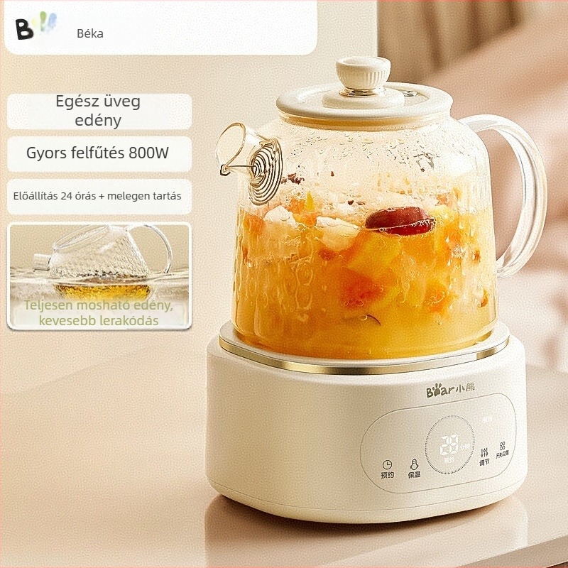 Bear Üveg egészségügyi teáskanna termosztáttal YSH-P10Q7, 0.8–1.2 L, 220V, 500–1000W
