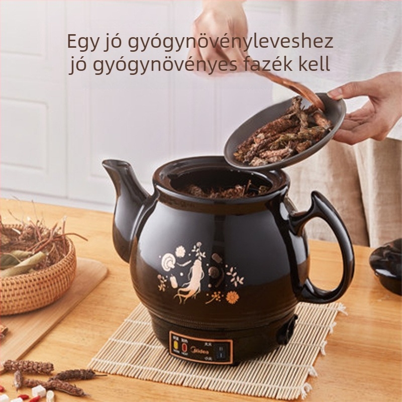 Elektromos gyógy- és gyógynövény főzőedény, kerámia belsővel, modell MD-DG30E103, kapacitás 2–3 L, 220V, 400–500W, mechanikus vezérlés