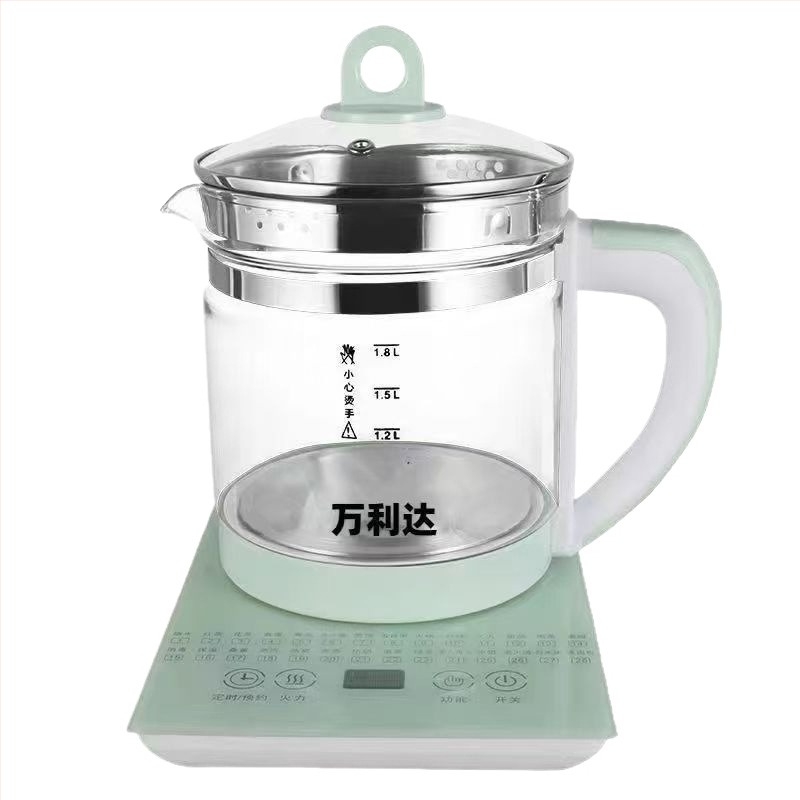 Wanlida Egészséges kancsó 1.8L, boroszilikát üvegből készült test, mikroprocesszoros vezérlés digitális termosztáttal, 220V, 500–1000W, 4–5 személy részére