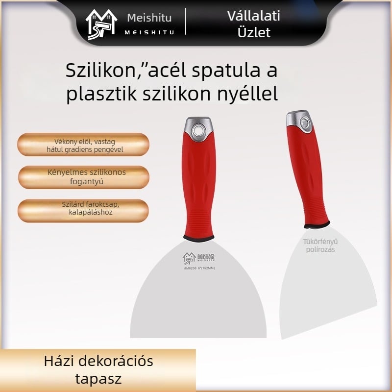 Glettkés rozsdamentes acél pengével és szilikon nyéllel, sík pengés típus, Beauty Paint