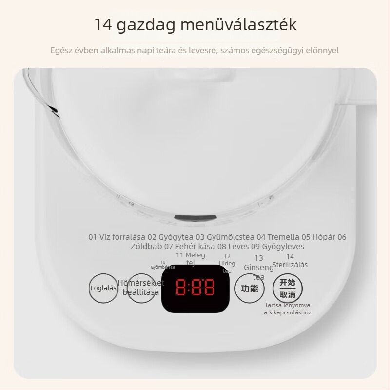 Üvegből készült Health Pot MK-Y12Q, multifunkcionális elektromos teáskanna otthonra és az irodába, 1,5 L