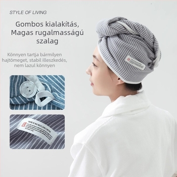 Hajszárítóra való sapka, 100% pamut, 50–79 g, 0–5 s nedvszívás, 16 szálas fonal