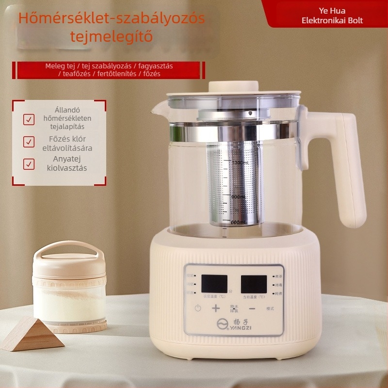 Egészségkanna állandó hőmérsékletű, 2-3 L, 220V, 700-800W, üvegből készült test