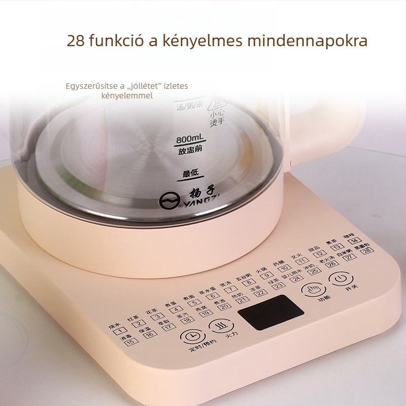 Egészségkanna állandó hőmérsékletű, 2-3 L, 220V, 700-800W, üvegből készült test