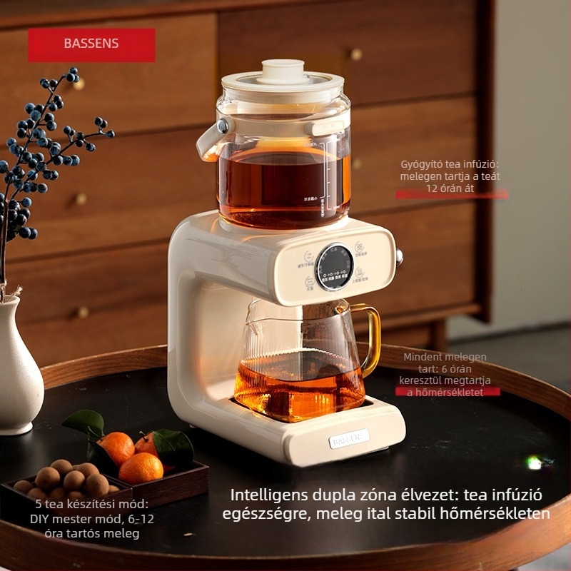 Basen Bs-c1 Egészséges teakeverő készülék permetező gőzzel, 4 L, üvegtest, 220V, 500–1000W, Többfunkciós teáskanna állandó hőmérséklettel