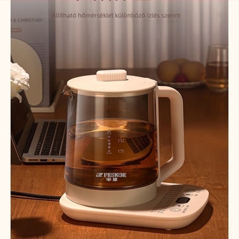 Egészséges teafőző üveggel, 1.5–2 L, 220 V, 500–1000 W, elektronikus termosztáttal