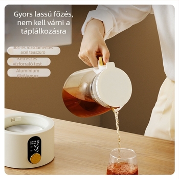 Üveg Health Pot, multifunkcionális otthoni tea készítő, kompakt irodai teáskanna digitális termosztáttal, vízforralásra és virágteára