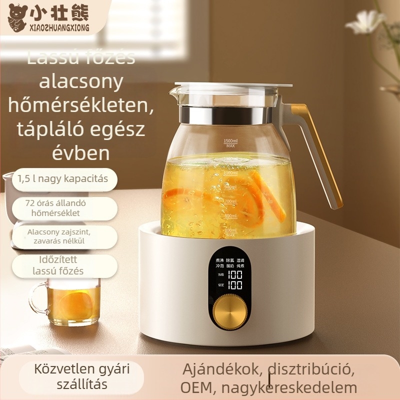 Üveg Health Pot, multifunkcionális otthoni tea készítő, kompakt irodai teáskanna digitális termosztáttal, vízforralásra és virágteára