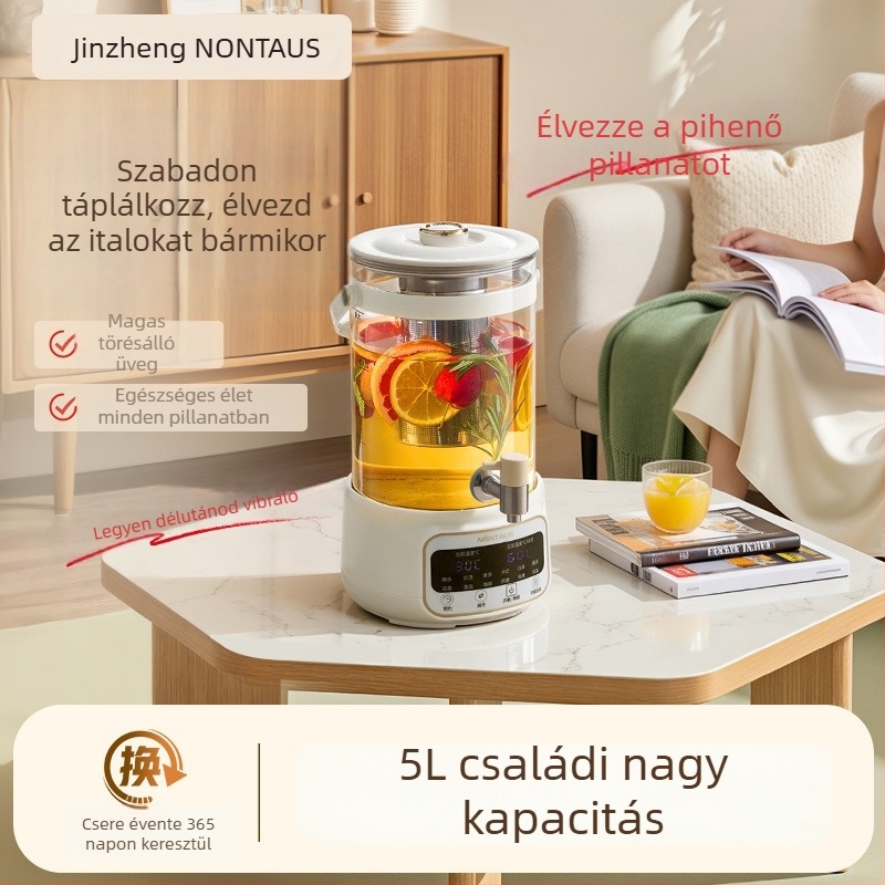Egészség tea főző kanna RC-Z835D29, üvegtest, 3–4 L kapacitás, 220 V, 500–1000 W, digitális termosztát
