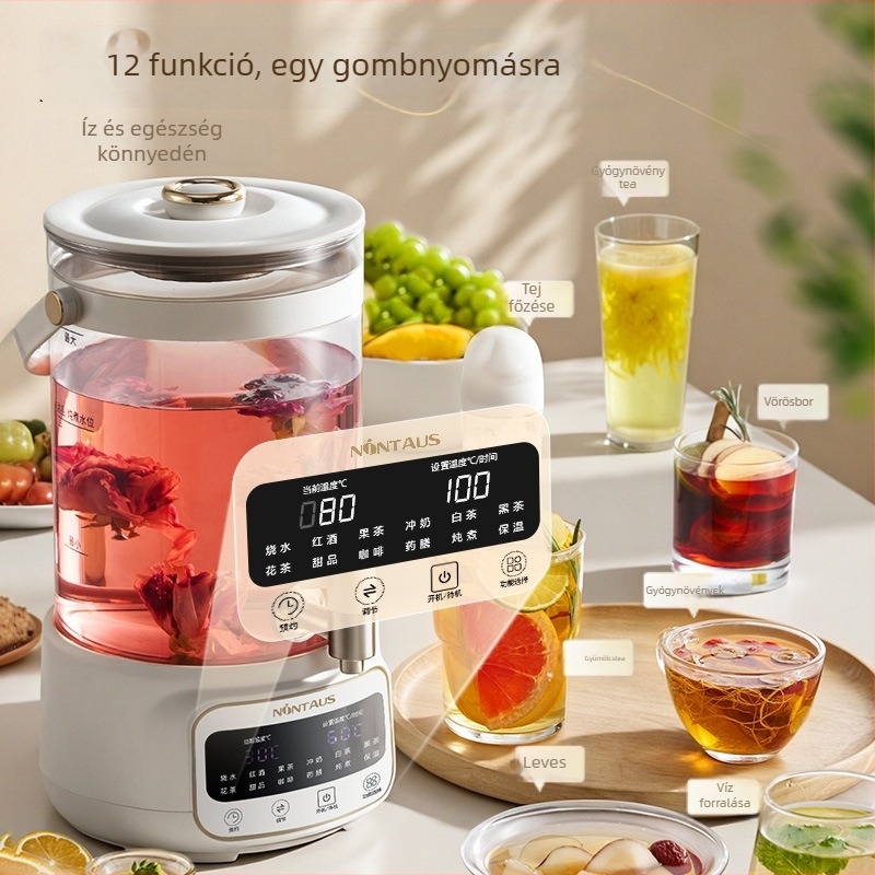 Egészség tea főző kanna RC-Z835D29, üvegtest, 3–4 L kapacitás, 220 V, 500–1000 W, digitális termosztát