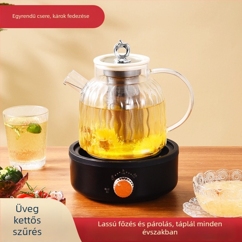 Egészségbarát teáskanna digitális termosztáttal, üvegtesttel, 1–1.5 L, 220 V, 500–1000 W (CQJ-01)