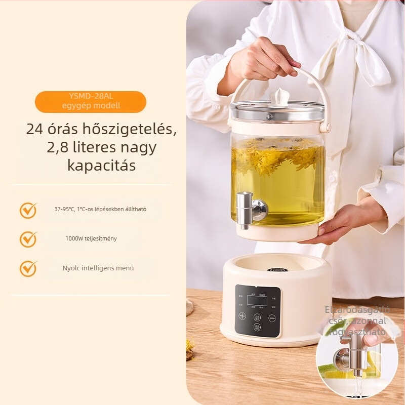 Üvegből készült egészségkanna vízcsappal, integrált, többfunkciós otthoni használatra, teljesen automata teáskanna