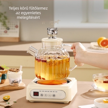 Többcélú üveg teáskanna otthoni és kisméretű irodai használatra, automata tea-készítő és vízmelegítő