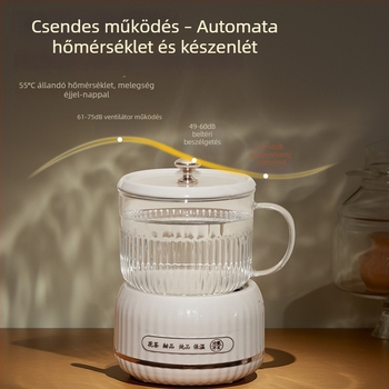 Üveges egészségügyi kanna digitális termosztáttal, teához, desszertekhez és főzéshez, 1–1,5 L, 220 V, 300–350 W, automatikus melegítés