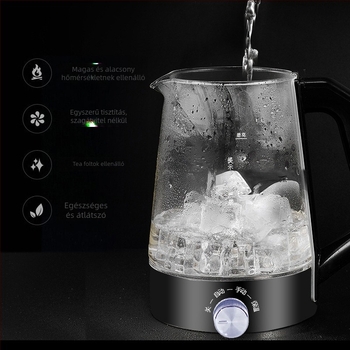 Elektronikus üveg teáskanna automata működéssel, modell A7A, kapacitás ≤1 L, 600 W, 220 V