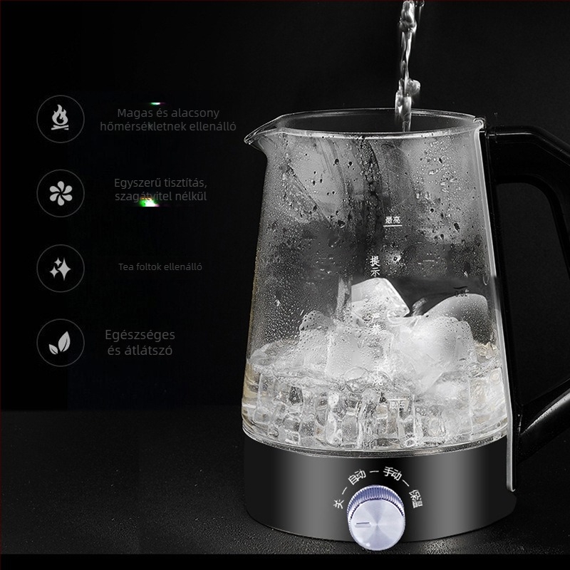 Elektronikus üveg teáskanna automata működéssel, modell A7A, kapacitás ≤1 L, 600 W, 220 V