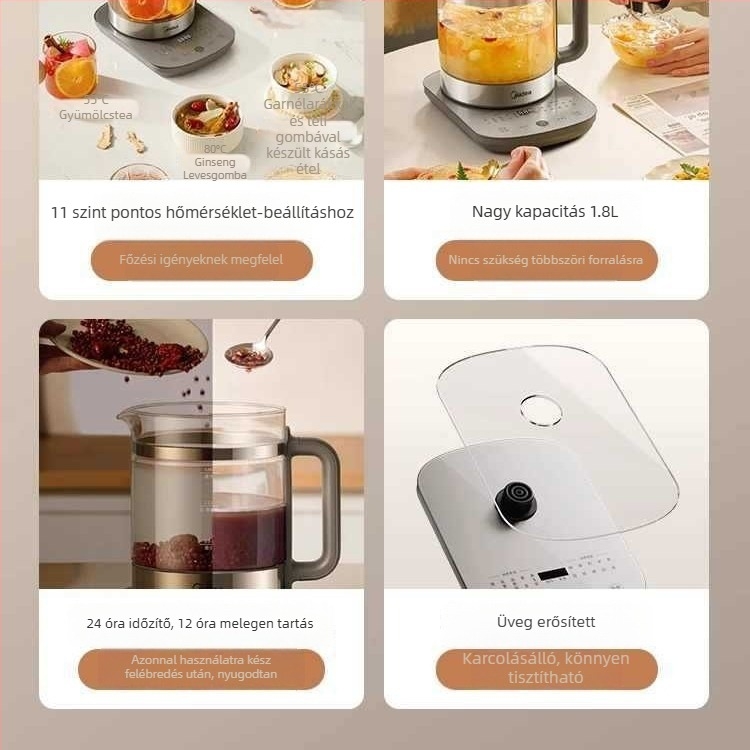 Health Pot Midea MK-YS18P305, 1L vagy kevesebb, 220V, 120W, belső tartály magas boroszilikát üvegből