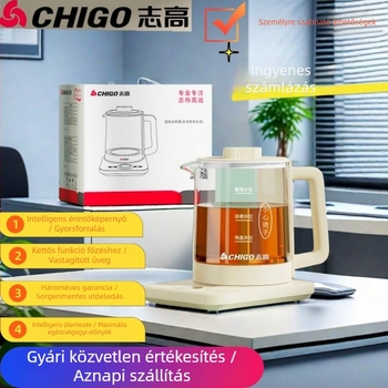 Egészség teáskanna üveges kivitelben, teljesen automata, digitális termosztáttal, 1,5–2 L, 220 V, 500–1000 W, modell YSH002, virágtea készítésére és főzethez