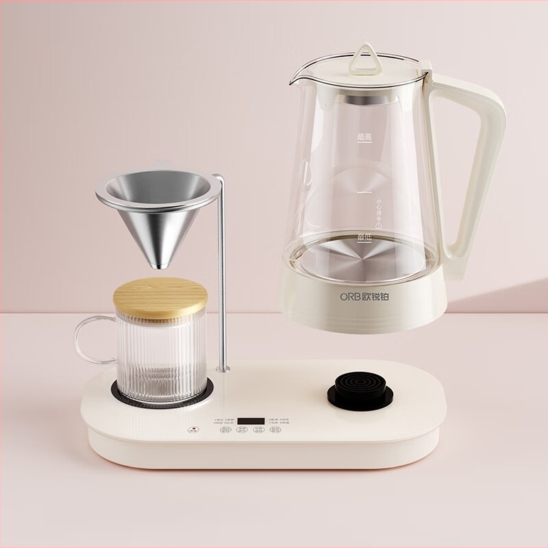 ORB-1925 egészséges teáskészlet 1-1.5 L kapacitással, test és belső edény boroszilikát üvegből, 220V, 500-1000W, érintéses vezérlés