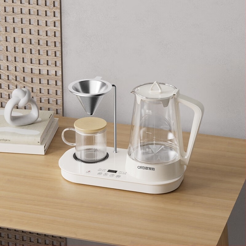 ORB-1925 egészséges teáskészlet 1-1.5 L kapacitással, test és belső edény boroszilikát üvegből, 220V, 500-1000W, érintéses vezérlés