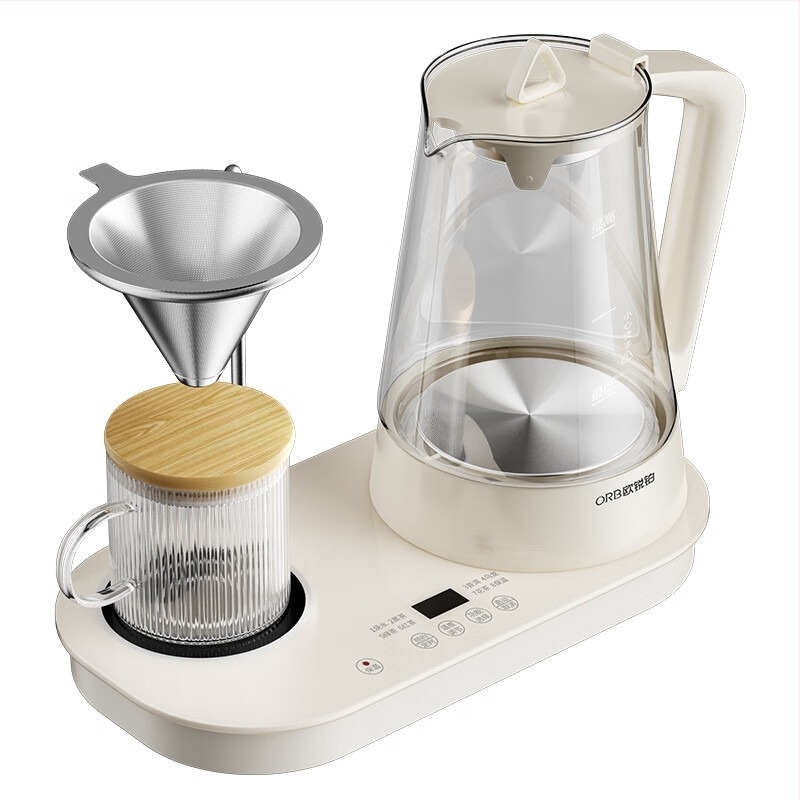 ORB-1925 egészséges teáskészlet 1-1.5 L kapacitással, test és belső edény boroszilikát üvegből, 220V, 500-1000W, érintéses vezérlés