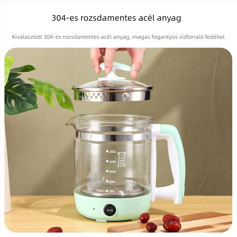 Boroszilát üvegből készült wellness teáskanna, multifunkcionális integrált elektromos teáskanna, nagy kapacitású, otthonra és irodába, virágtea
