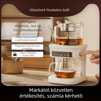 Glasslock gőzölős teáskészülék, boroszilikát üvegből, 1 L, 220 V, 1350 W, mikroprocesszoros vezérlés
