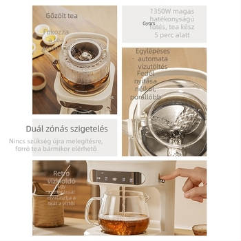 Glasslock gőzölős teáskészülék, boroszilikát üvegből, 1 L, 220 V, 1350 W, mikroprocesszoros vezérlés