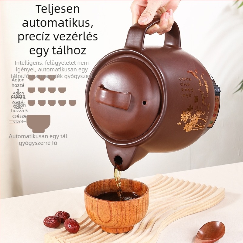 Teljesen automata elektromos dekoktor kínai gyógyászat számára, lila homok test, 4 L kapacitás, HLK-50 modell