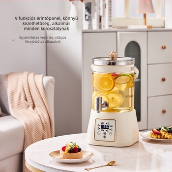 Egészség teáskanna csappal, többfunkciós üveges teáskanna digitális termosztáttal és mikroprocesszoros vezérléssel (1,5–2 L, 800 W, 220 V, üveges belső tartály)