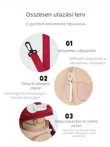 Gyerekeknek való keresztpántos hátizsák gomba mintával, lélegző poliészter, aranyos dizájn