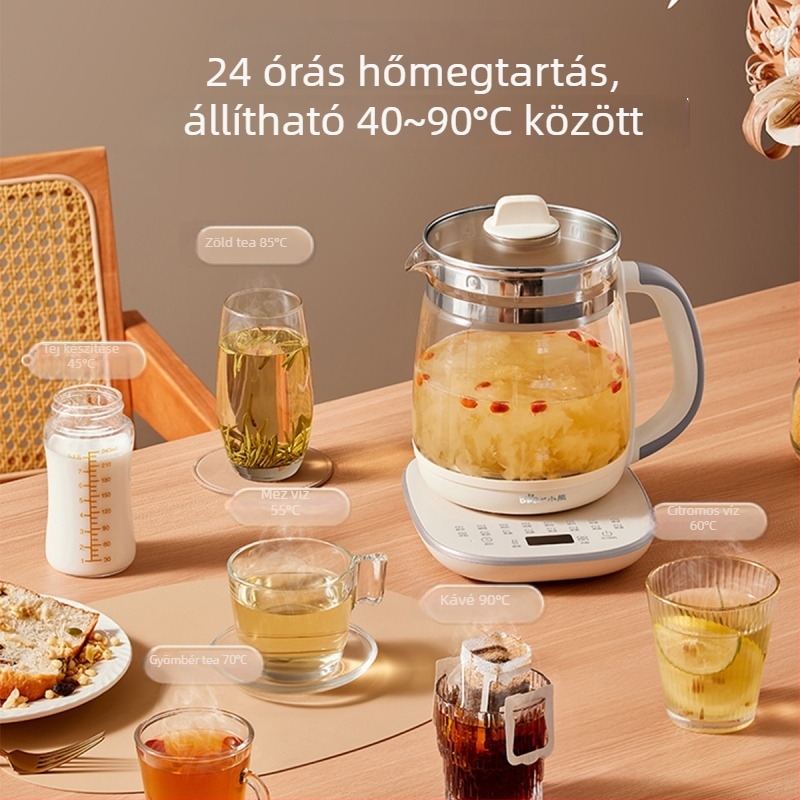 Bear Health Pot YSH-D20F3 2-3L üveg teafőző, 220V, 1000W+, elektronikus termosztát, mikroprocesszoros vezérlés
