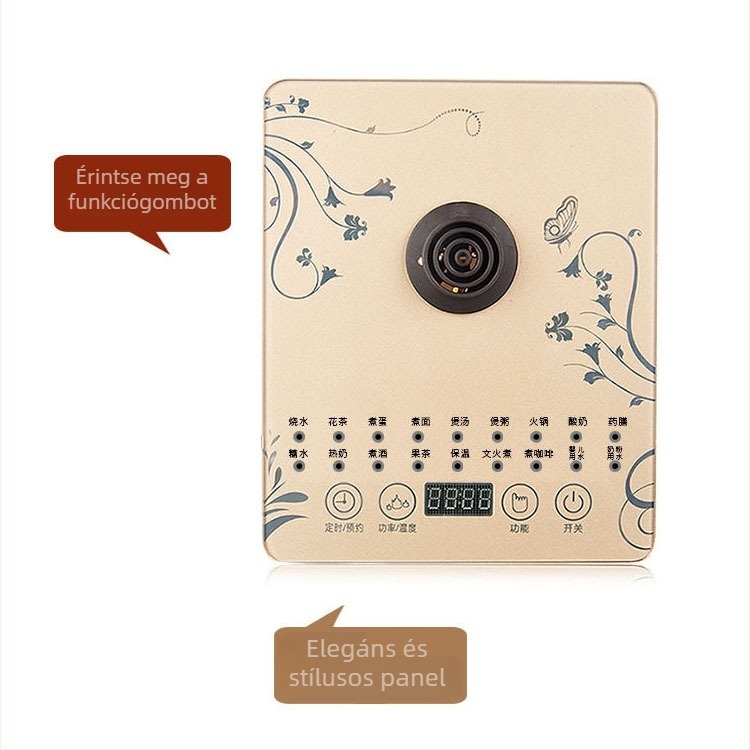 Multifunkcionális üvegbázis egészségtea kannához, változó frekvenciájú szigeteléssel, időzített üzem, automatikus kikapcsolás, 220V, 500-1000W