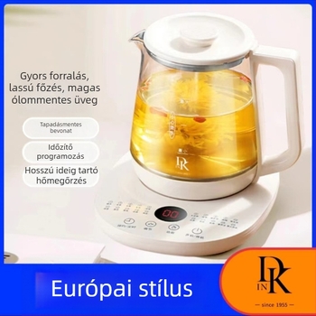 DK intelligens egészségügyi edény teához és pörköltkhöz — 1,5 L, magas boroszilikát üveg, 800W, érintéses vezérlés, ütemezett előbeállítás