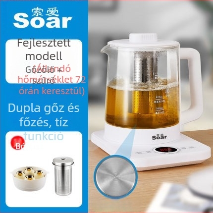 Soar Egészséges teáskanna: boroszilikát üveg test, kapacitás 1.5-2 L, mikroprocesszoros vezérlés digitális termosztáttal, automatikus működés, modell YS-801, 220V, 500-1000W