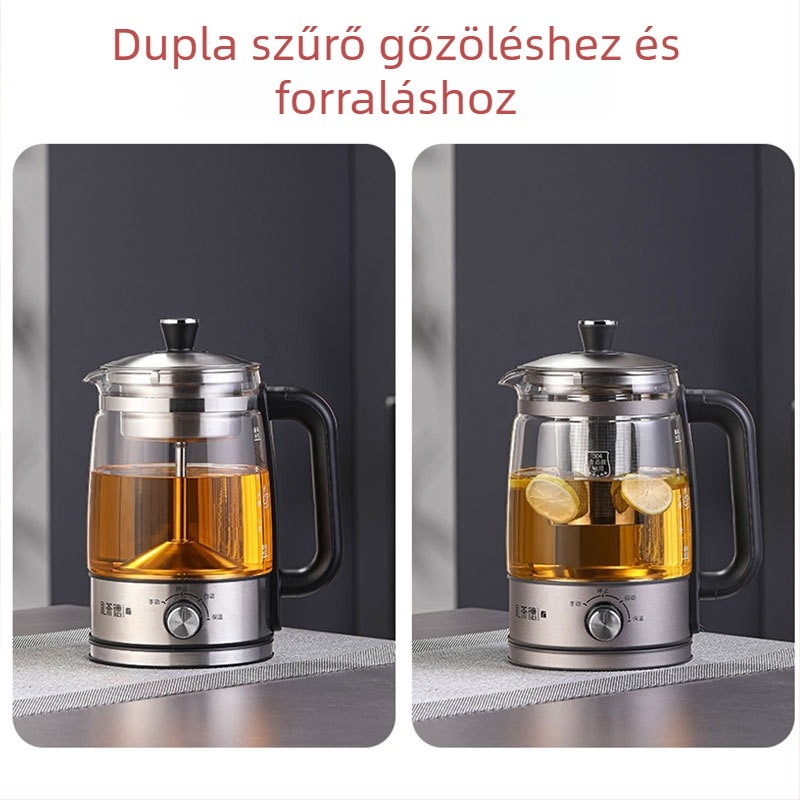 Automata teafőző készülék, 110V, üveg belső tartály, rozsdamentes ház, 1–1,5 l, 600 W, modell JY068