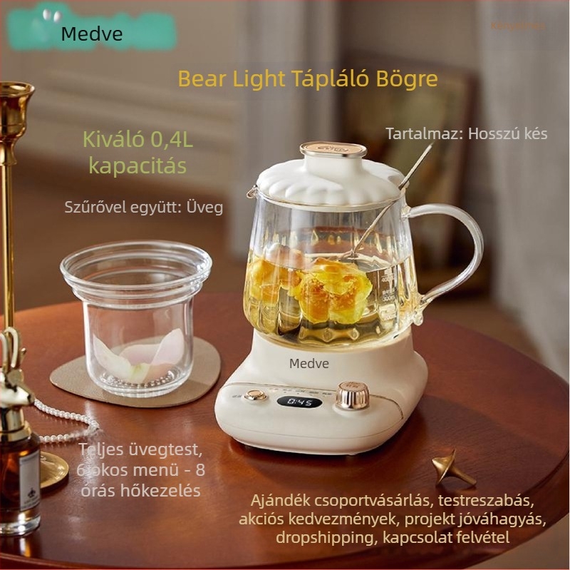 Little Bear Health Pot 0,4 L üvegből készült testtel, 360W, 220V, mikrocomputeres vezérlés