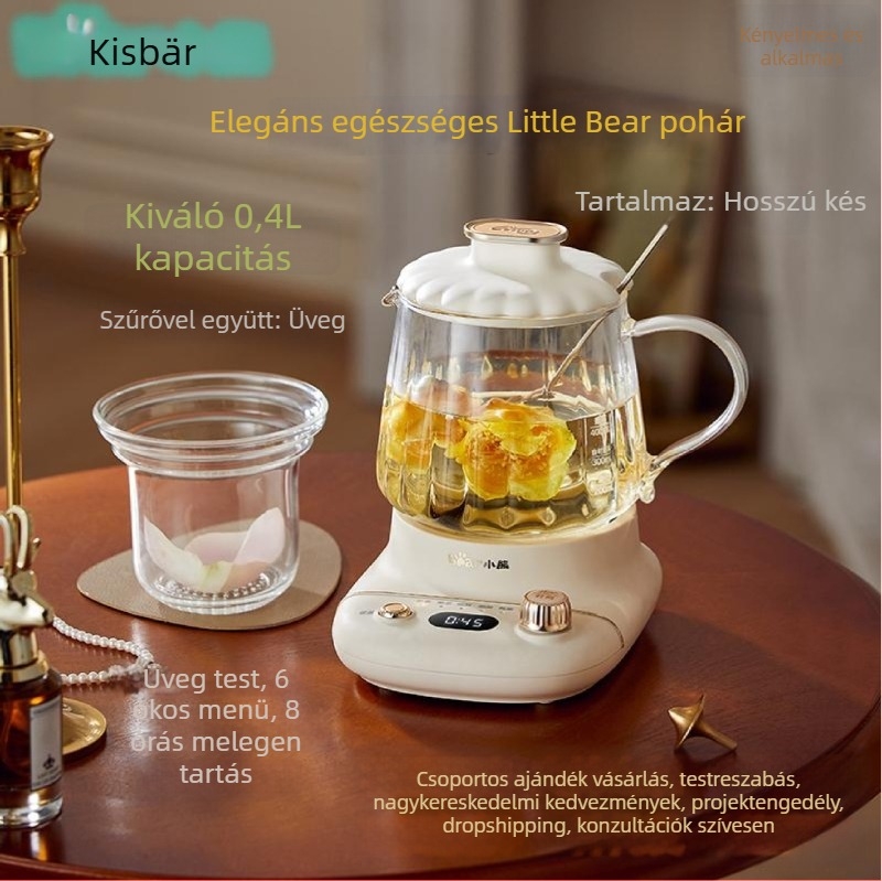 Little Bear Health Pot 0,4 L üvegből készült testtel, 360W, 220V, mikrocomputeres vezérlés