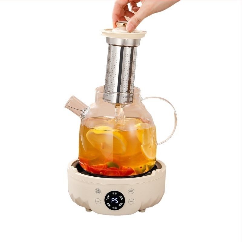 Egészséges teáskanna boroszilikát üvegből, kapacitás 1–1,5 L, 500 W, modell 7D01