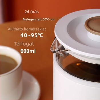 Üvegből készült többfunkciós teáskanna digitális termosztáttal és érintéses vezérléssel, 220V, 600W, 1L