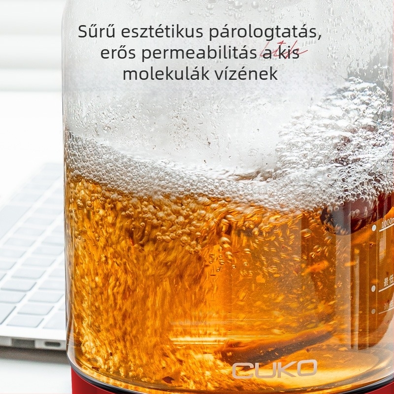 Hidrogénben gazdag vízforraló, modell Cuko-e020, 1,8 L, 800 W, 220 V, boroszilikát üvegből készült test